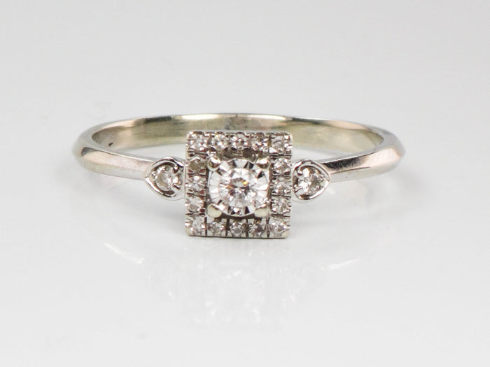 10k Diamond Engagement Ring with Ruby Accents