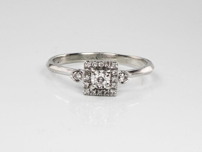 10k Gold Natural Diamond Engagement Ring with Red Ruby Accents, Promise Ring, Size 8.5