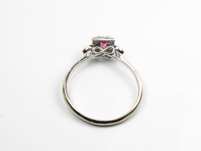 10k Gold Natural Diamond Engagement Ring with Red Ruby Accents, Promise Ring, Size 8.5