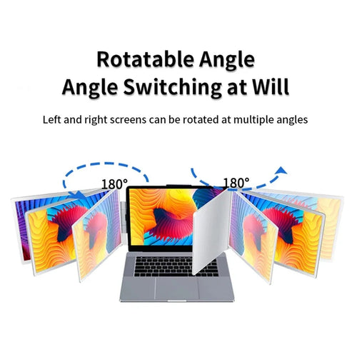 Mandotos 12-inch HD IPS LCD dual monitor screen extender for laptops, compatible with MacBook and Huawei, with 1920x1080 resolution.