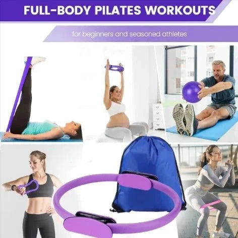 Mandotos 13-piece yoga and Pilates set including mats, blocks, and straps for exercise and stretching routines.