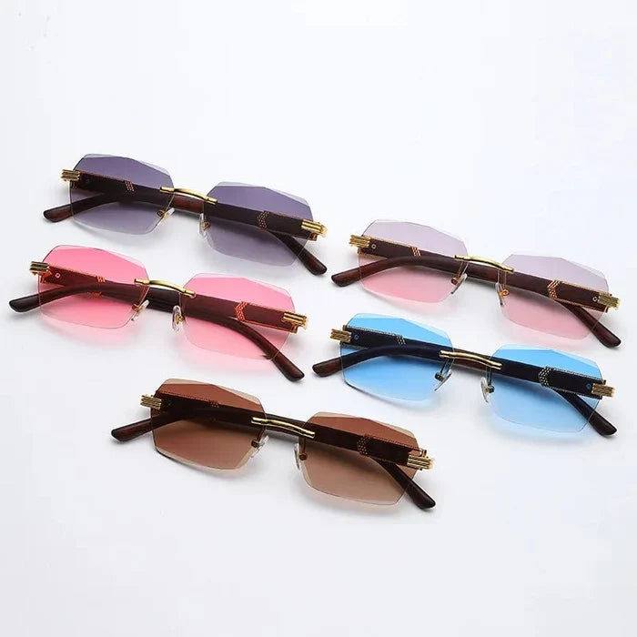 Mandotos International 2024 trendy square sunglasses with wood grain metal frame and personalized PC design