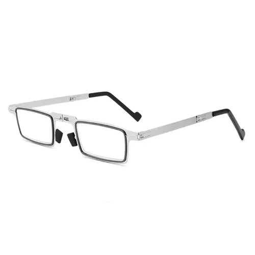 Mandotos International 2024 SleekFold anti-blue light reading glasses with slim black frame and modern design.