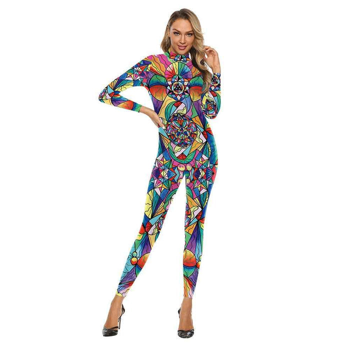 3D Body Print Performance Dress Slim Fit One Piece