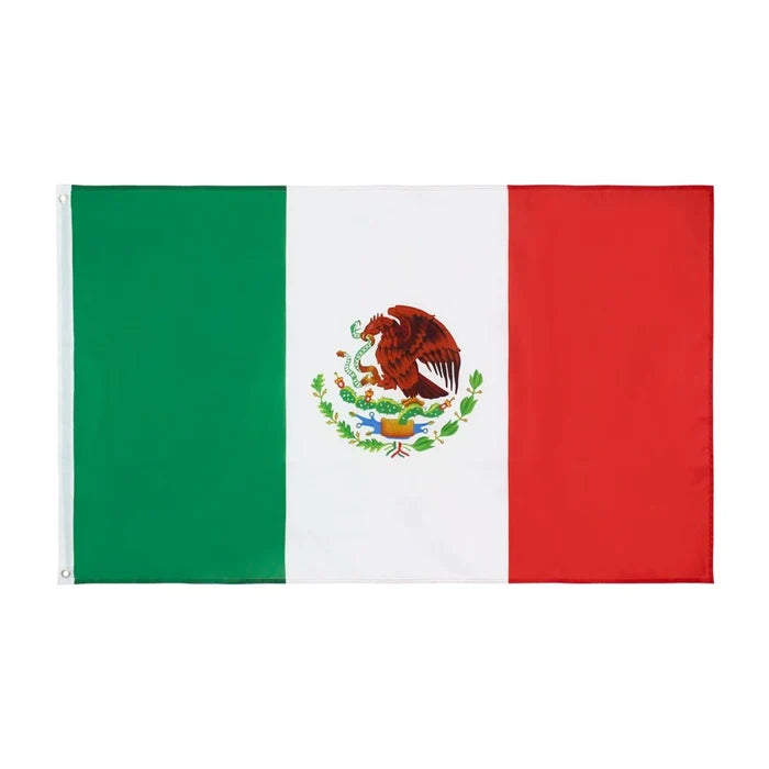 3x5ft Mexico nation flag for outdoor home decoration, featuring vibrant colors and bold Mexico emblem, by MANDOTOS INTERNATIONAL.