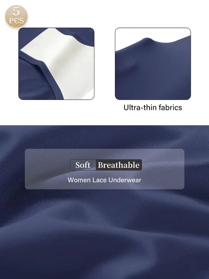 Mandotos 5-pack high waist ice silk triangle panties for women, breathable, scarless design, comfortable summer underwear.