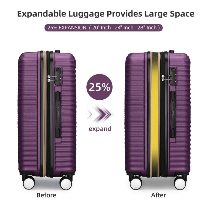 Mandotos International 5-piece family travel luggage set with vanity case, featuring elegant, portable, impact-resistant suitcases.