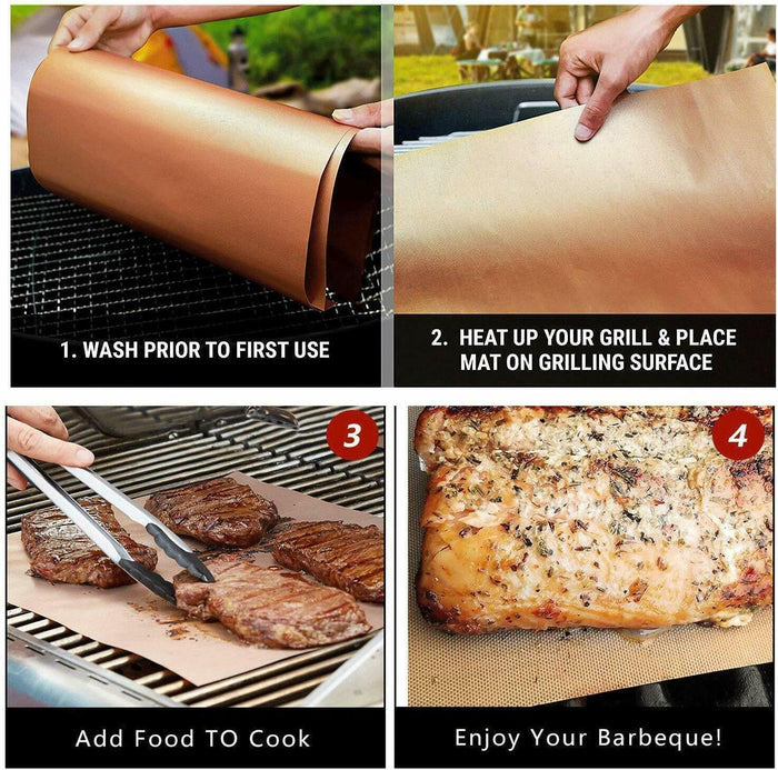 5 Piece Non Stick Copper Grill Mat Set