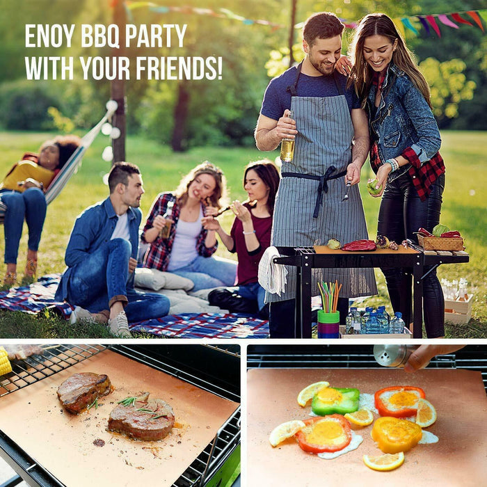 5 Piece Non Stick Copper Grill Mat Set