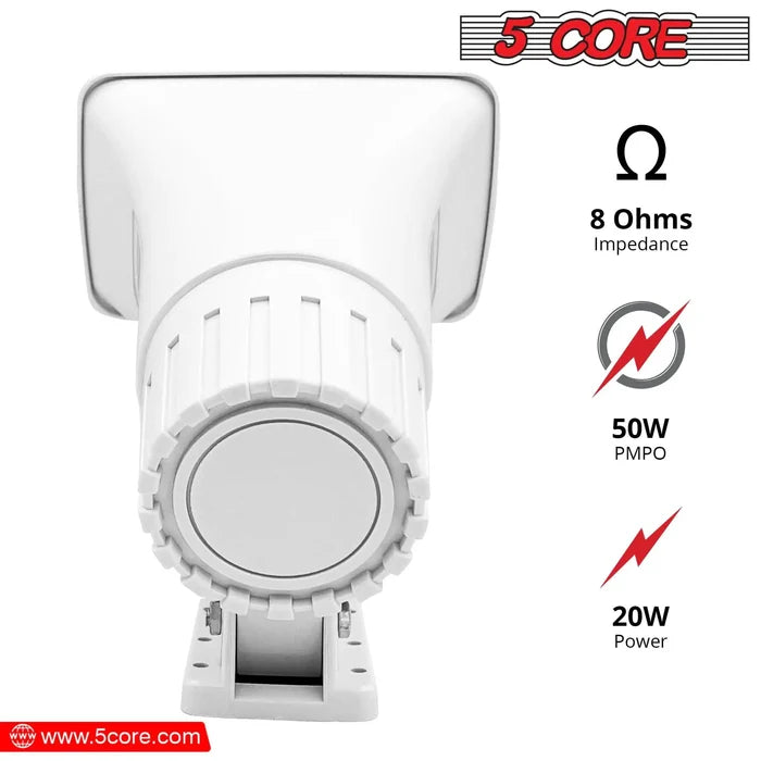 Mandotos 5Core Universal PA Horn Speaker 50W with 6x4 inch design, black outdoor loudspeaker for public address systems.