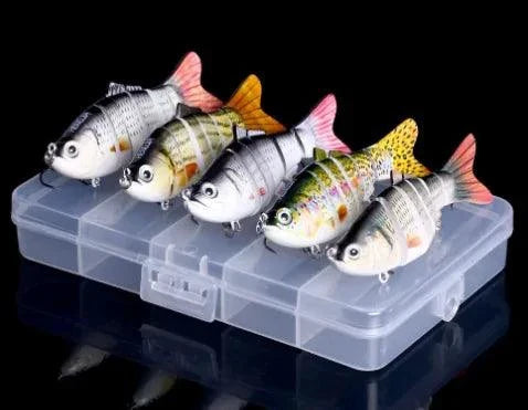 Five-piece MANDOTOS Pro Angler Lure Kit featuring colorful fishing lures for freshwater and saltwater fishing.