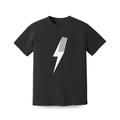 Black adult Spark T-Shirt by Little Rad Things, featuring a vibrant spark graphic on the front.