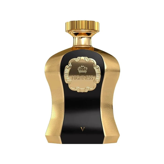 Afnan Highness Black EDP for Her 3.4 oz bottle from Mandotos International, featuring sleek black packaging and elegant design.