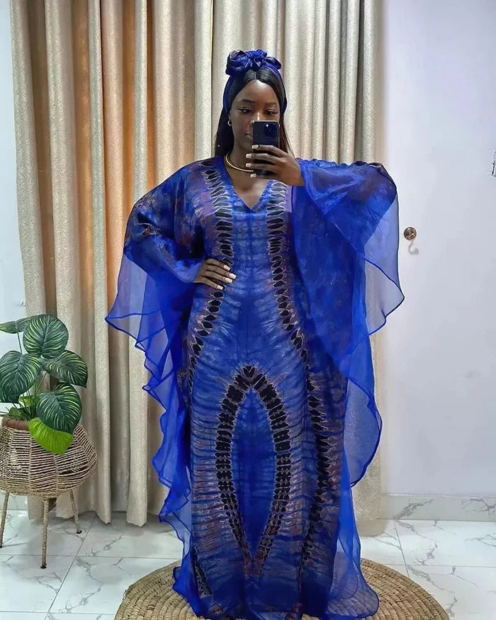 African Dashiki Ankara Maxi Dress for women by MANDOTOS INTERNATIONAL, traditional colorful long dress with vibrant patterns.