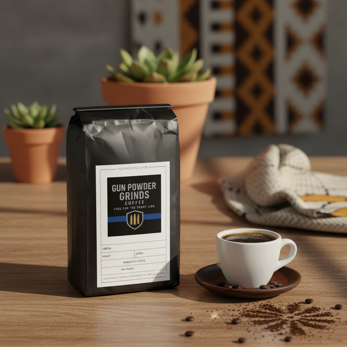 Gun Powder Grinds African Espresso with espresso cup