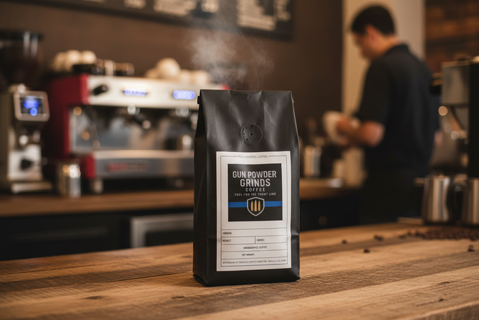 Gun Powder Grinds African Kahawa Blend in coffee shop