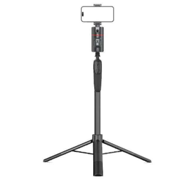 Mandotos AI 360° facial track stabilizer mounted on camera, showcasing its sleek design and adjustable features for smooth filming.