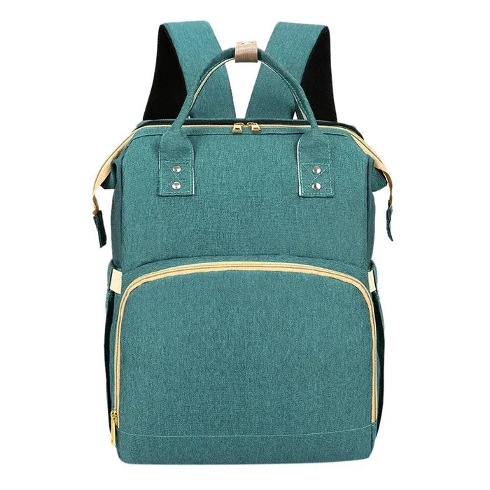MANDOTOS all-in-one stroller diaper backpack with multiple compartments and adjustable straps, ideal for parents on the go.