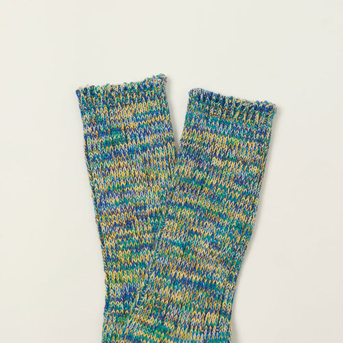 Anonymous Ism 5 Colour Mix Crew Sock - Dark Green