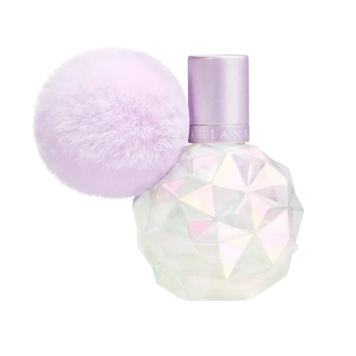 Ariana Grande Moonlight Floral Essence perfume bottle by MANDOTOS INTERNATIONAL, 3.4 fl oz, with floral design and elegant packaging.