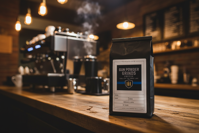 Gun Powder Grinds Asian Plateau Blend in coffee shop