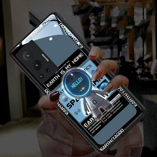Ancient Energy astronaut luminous mobile phone case with astronaut design and glowing effect on a black background.