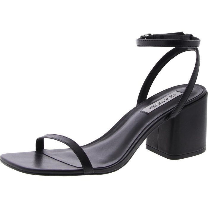 Audrina black leather sandals by MANDOTOS INTERNATIONAL featuring a stylish open-toe design and ankle strap.