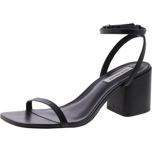 Audrina black leather sandals by MANDOTOS INTERNATIONAL featuring a stylish open-toe design and ankle strap.