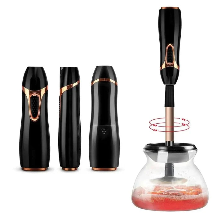 Mandotos automatic makeup brush cleaner with rotating brush system for quick, thorough cleaning of makeup brushes.