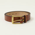 Barnes & Moore 'Garrison' Oak Bark Leather Belt - Dark Stain/Brass
