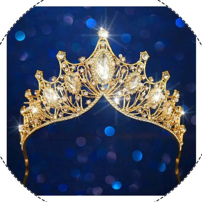Baroque rhinestone bridal tiara with intricate design and sparkling rhinestones, ideal for wedding or special occasion.