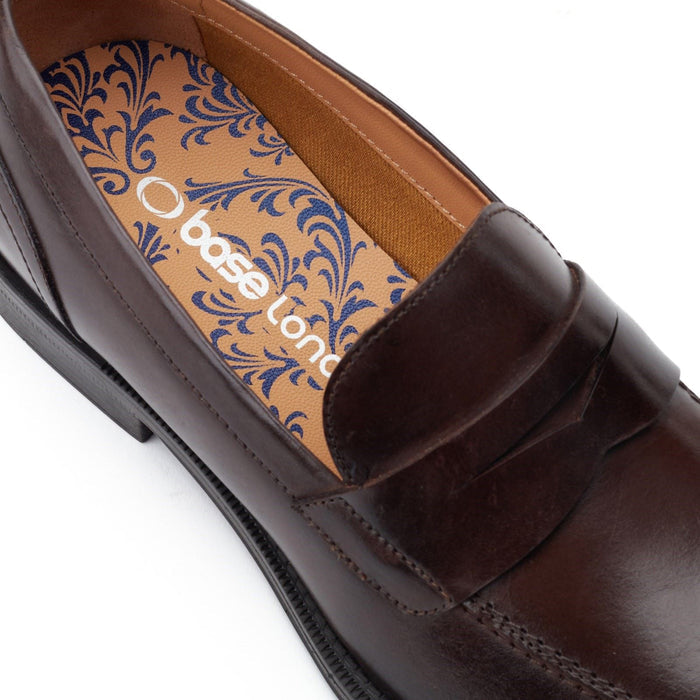 Base London Kennedy Leather Men's Dark Brown Slip-On Shoes
