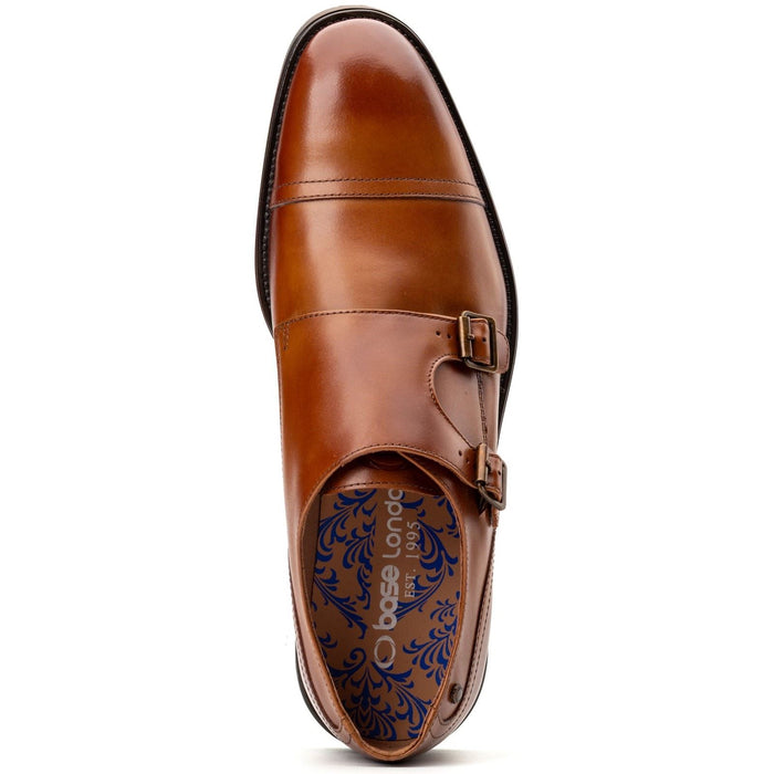 Base London Taper Leather Men's Tan Double Monk Shoes
