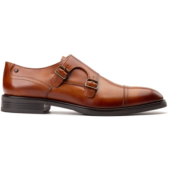 Base London Taper Leather Men's Tan Double Monk Shoes