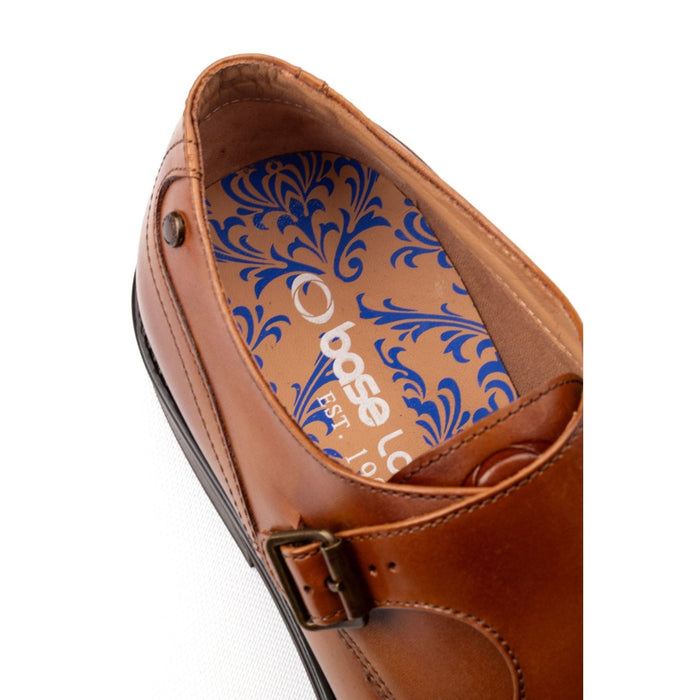 Base London Taper Leather Men's Tan Double Monk Shoes