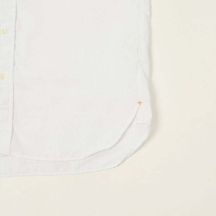 Beams Plus Button Down Coolmax Linen Short Sleeve Shirt - White