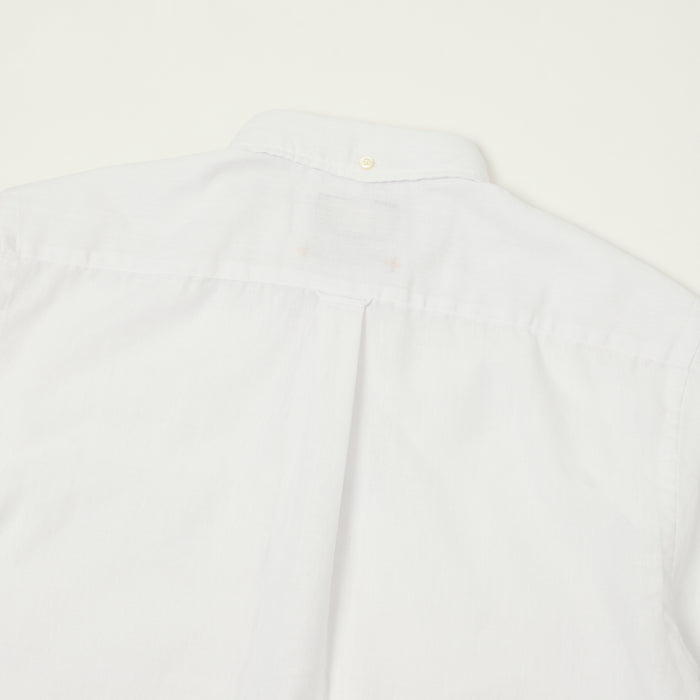 Beams Plus Button Down Coolmax Linen Short Sleeve Shirt - White