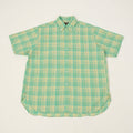 Beams Plus Button Down Cotton/Linen Short Sleeve Shirt - Green