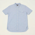 Beams Plus Button Down Short Sleeve Oxford Shirt - Sax