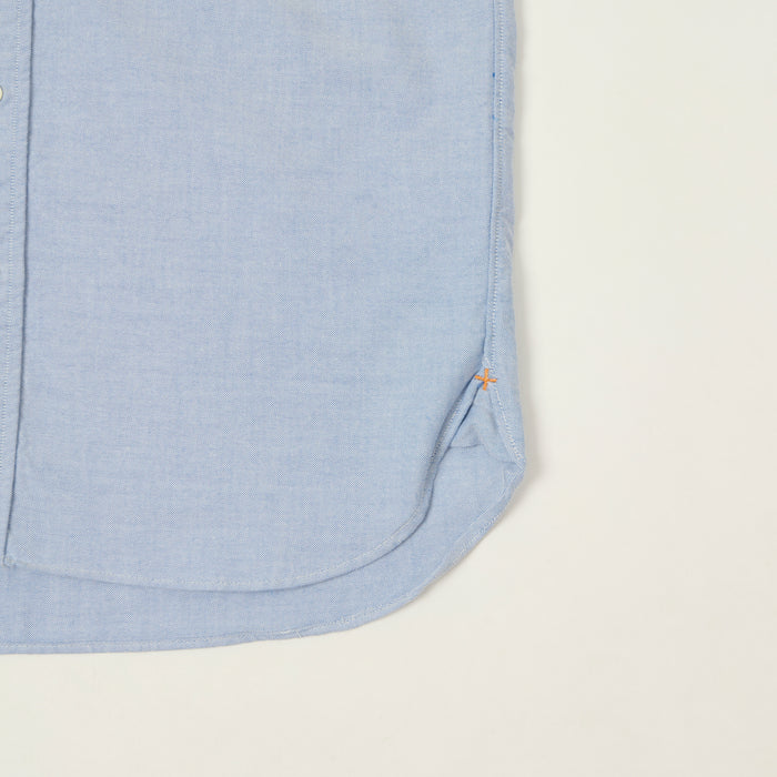 Beams Plus Button Down Short Sleeve Oxford Shirt - Sax