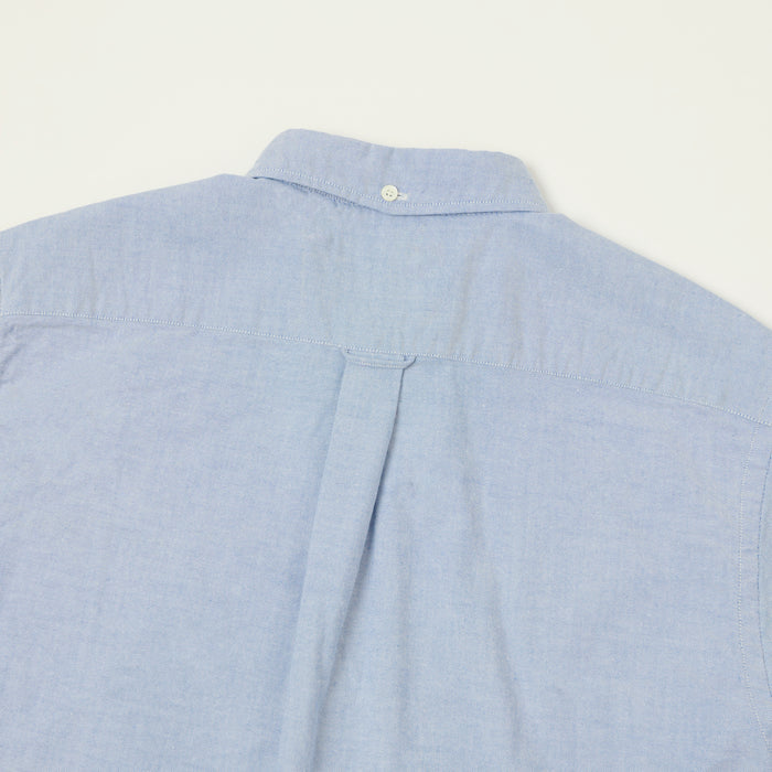Beams Plus Button Down Short Sleeve Oxford Shirt - Sax