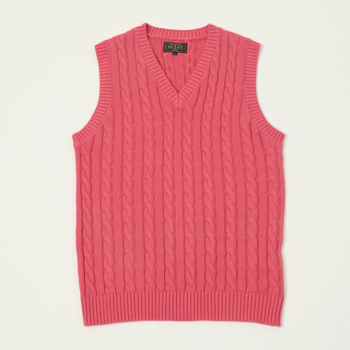 Beams Plus Cable Knit Vest - Red