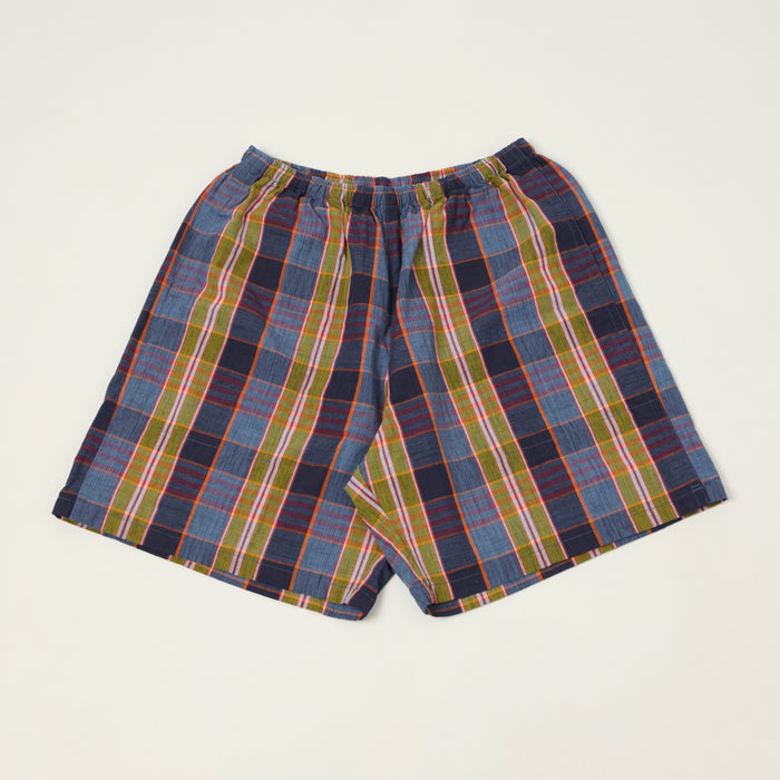 Beams Plus Madras Gym Shorts - Navy