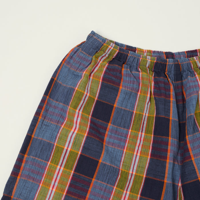 Beams Plus Madras Gym Shorts - Navy