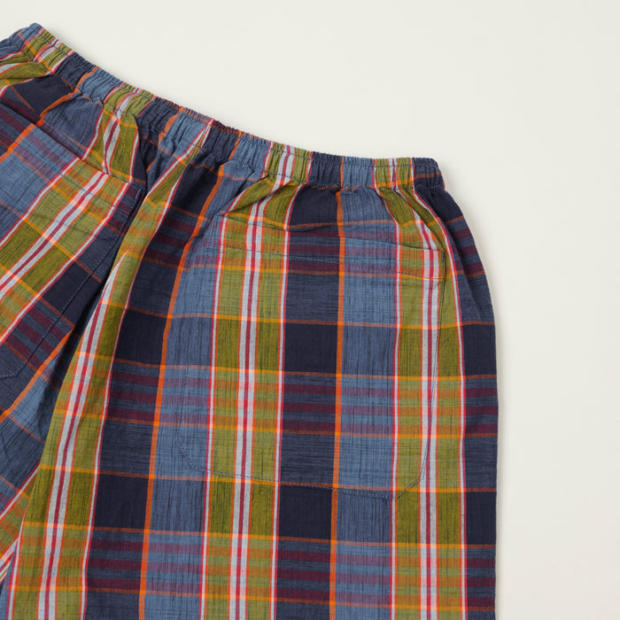 Beams Plus Madras Gym Shorts - Navy