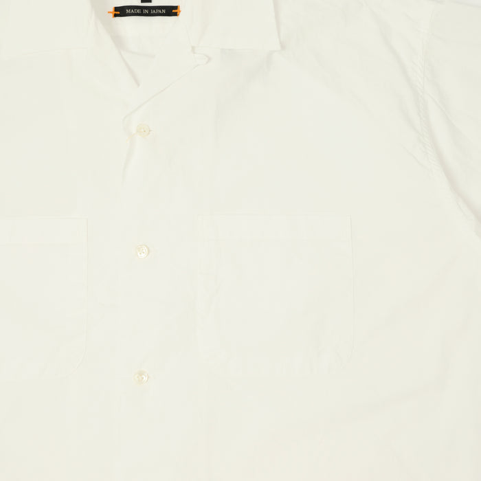 Beams Plus Open Collar Short Sleeve Peruvian Pima Shirt - White