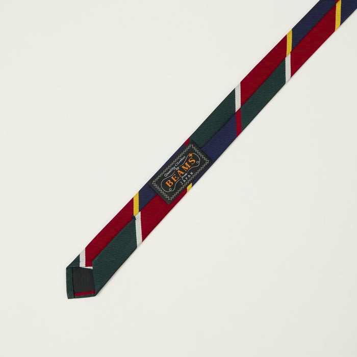 Beams Plus Regimental Preppy Stripe Tie - Red/Navy/Green