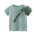 Boy wearing a MANDOTOS boys' baby tee with colorful graphic design, short sleeves, and comfortable fit.