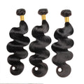 Mandotos Brazilian Body Wave Hair Bundles, 3-piece set of 100% human hair extensions with natural wave texture.