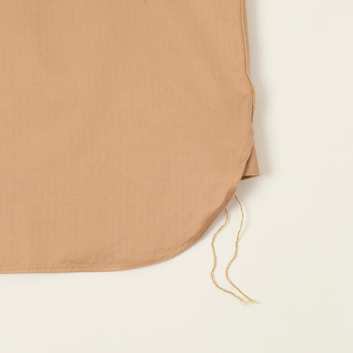 Buzz Rickson's Open Pocket Short Sleeve Herringbone Work Shirt - Beige